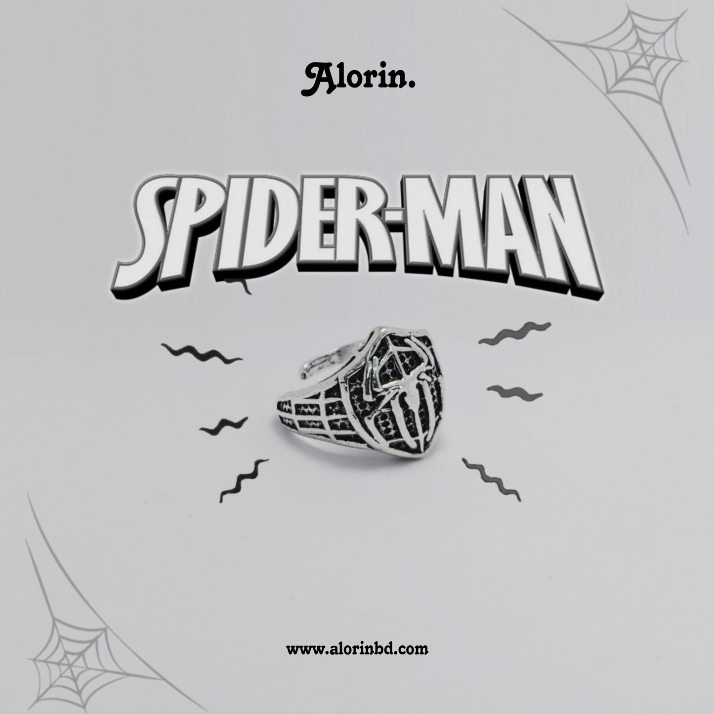 Spider-Man adjustable Ring (Black & Silver Edition)